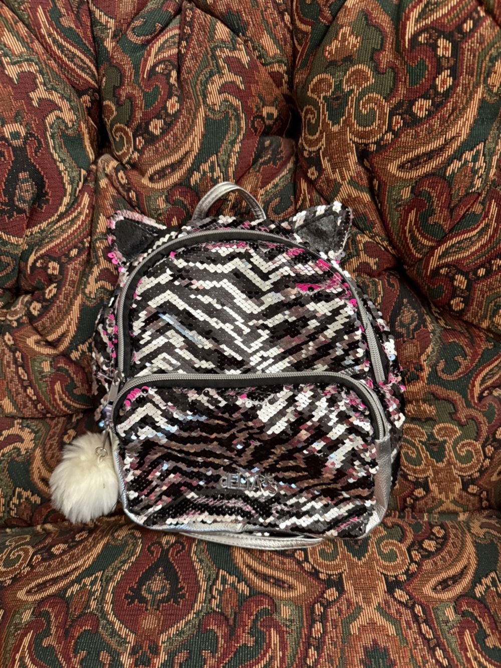 dELiA*s Black and Silver Sequin Bag with Pink Accents